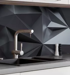 Küchenrückwand selbstklebend Polygone schwarz Spritzschutz Folie - Bild 1 von 9