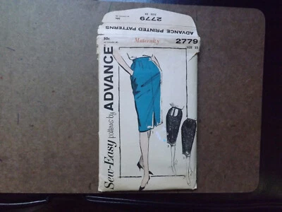 Vintage Advance Sewing Pattern 2779 Maternity Skirt Waist 25 1960 Uncut Complete - Image 1 of 3