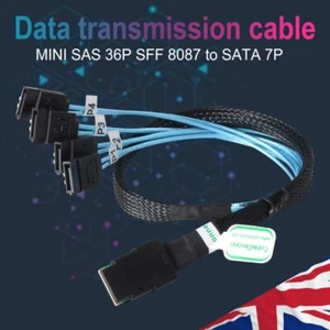 Internal Mini SAS SFF-8087 36P Male to 4 SATA 7P Female Forward Breakout Cable - Picture 1 of 8