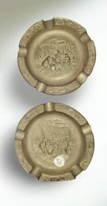 Juego de 2 ceniceros de pátina de latón estilo victoriano vintage muy decorados década de 1980 - Imagen 1 de 6