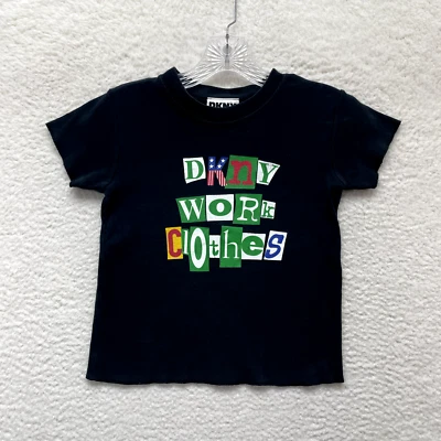 90s Y2K Vintage DKNY Crop Baby Tee Top S Small Black Work Clothes Cyber Grunge - Image 1 of 4