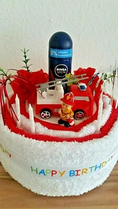 Geburtstagstorte Geldgeschenk für den Mann Handtuchtorte * Feuerwehrmann * - Bild 1 von 2