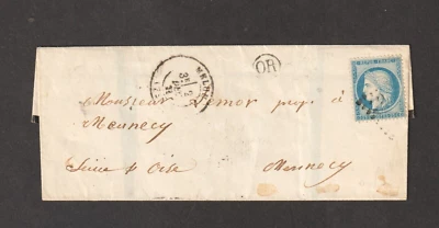 France 1872 Mounning Cover, Postal History, Scarce  Rular Marking "OR" in Circle - Image 1 of 3