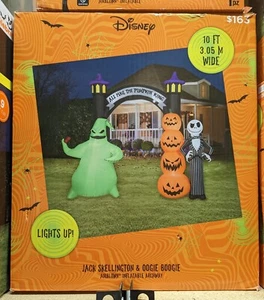 10ft Jack Skellington & Oogie Boogie Halloween Inflatable 10’ Archway Disney NEW - Picture 1 of 1