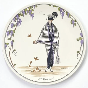 Villeroy & Boch Design 1900 #4 Salad Plate • Demi Deuil• Stripe Dress - Picture 1 of 2