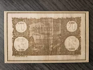 More details for romania 20 lei 1917 engraving on wood banknote
