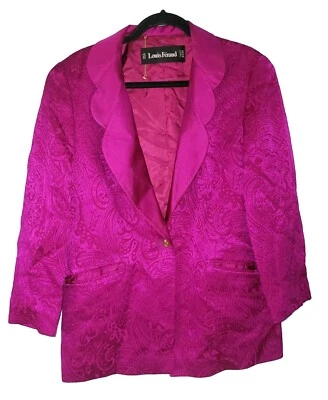 Chaqueta Blazer Vintage Retro Años 90 Para Mujer Louis Feraud Púrpura Seda Glam Talla 12  Foto 1 de 4