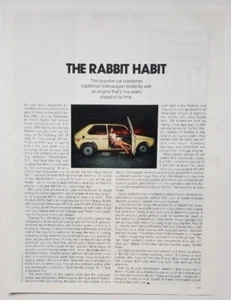 The Rabbit Habit Rare 1977 Volkswagen Rabbit Article with Photo - Picture 1 of 3