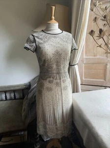 Catherine Deane Ivory Lace And Silk Lined Dress With Leather Trim UK12 - Picture 1 of 16