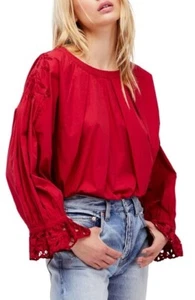 Blusa Free People Wishing Well Talla L Nueva Con Etiquetas Rojo Verdadero - Imagen 1 de 2