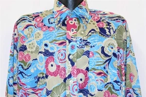 CAMISA DISCO VINTAGE AÑOS 70 PRINCE MATTHEW ABSTRACTA FLORAL CUELLO GRANDE GRANDE GRANDE L - Imagen 1 de 3