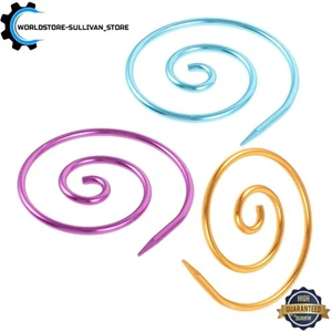 3 Pcs Curved Needles Spiral Cable Knitting Addi Circular Butterfly Paper Clips - Picture 1 of 10