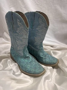 Bota de Vaquero Roper Brand Little Kid 2 Metálica Turquesa Floral Brillo - Imagen 1 de 7