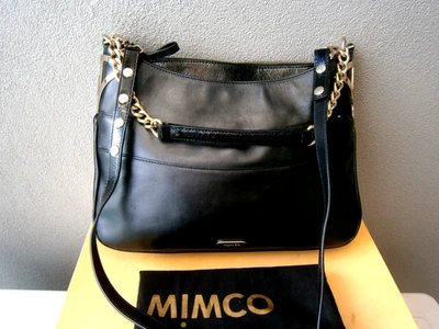 BOLSO BANDOLERA MIMCO/CUERO DE MANO/CUERO PATENTADO NEGRO.PO#12506. BOLSA ANTIPOLVO. Foto 1 de 4