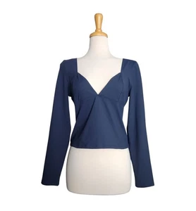 Intimately FP Duo Corset Long Sleeve Cami Navy Blue Womens Size L - Picture 1 of 8