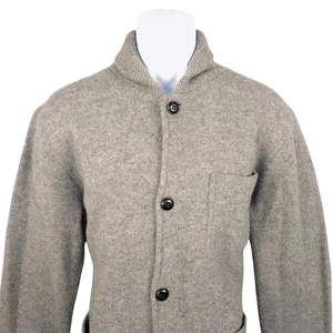 J. Cárdigan Suéter Chaqueta Crew Para Hombres Lana de Cordero Gris Cuello Chal Tareas L K2391 - Imagen 1 de 8