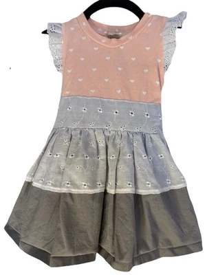 Vestido Everett Avenue blanco/rosa/gris talla 2T niñas pequeñas Foto 1 de 4