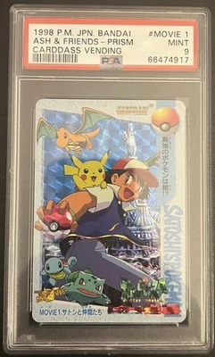 Ash & Friends Prism Movie 1 Japanese Carddass 1998 Vintage Pokémon TCG PSA 9 - Image 1 of 2