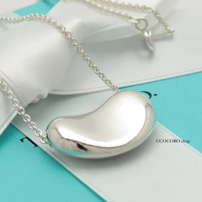 Auténtico collar de frijoles Tiffany & Co. Peretti grande de 26 mm 30" plata 925 con bolsa Foto 1 de 4