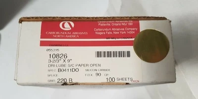 Carborundum Abrasives Dri-Lube Paper Open 220 Grit 10826 3-2/3" X 9" 100 Sheets - Image 1 of 2
