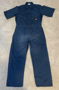 Vintage Dickies Jumpsuit Einteiler Overall Kurzarm Arbeitsanzug Blau 44 Reg - Bild 1 von 15