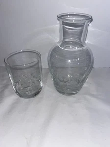Tumble Up Bedside Carafe & Glass Set With Etched And Printed Flowers - Picture 1 of 12