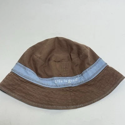 LIFE IS GOOD Sombrero Cubo Reversible Niños 100% Algodón Marrón y Azul Foto 1 de 4