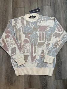 Suéter de Algodón Crossings De Colección Para Hombre S Escena de Palmera Estampado Completo Hecho en EE. UU. - Imagen 1 de 13