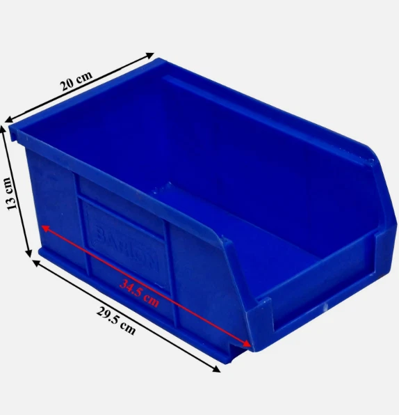 BARTON 4 x Size 4 Blue Solid Plastic Stacking Boxes Part Component Workshop Bin - Image 1 of 1