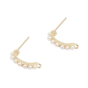 1Pair Gold Imitation Pearl Ear Stud Brass Accessories for Earring Making 18x13mm - Picture 1 of 6