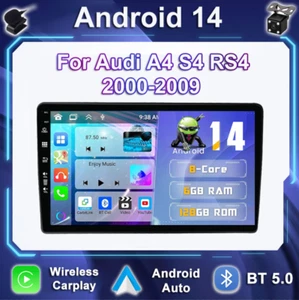 For Audi A4 S4 RS4 Head Unit Android14 Car Stereo Car Play DSP Navi BT 6GB+128GB - Picture 1 of 18