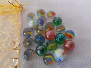 Lot of 21 Small Size Marbles Glass Balls Traditional Swirl Marbles - Picture 1 of 8