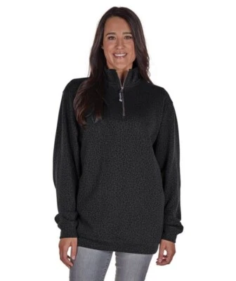 Sudadera Charles River Apparel Crosswind 1/4 Cremallera Negra Leopardo 3XL NUEVA (841) Foto 1 de 2
