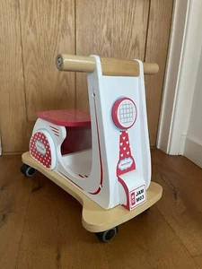 Indigo Jamm Wooden Jamm Scoot, White and Red Toy Ride-On Scooter - Picture 1 of 3