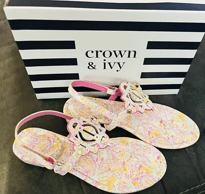 Sandalias corona e hiedra niñas rosa con flores Foto 1 de 4