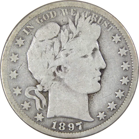 1897 S Barber Half Dollar G Good 90% Silver 50c Coin SKU:IPC1848 Cover