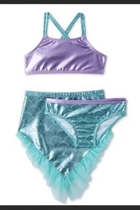 Mermaid 3 Piece Bathing Suit Girl Size 12 Months Wonder Nation New NWT - Picture 1 of 6