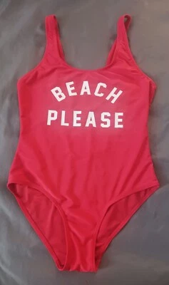  Womens Med. Red Bobbie B Brooks One Piece Swimsuit "Beach Please" Baywatch Suit - Imagem 1 de 4