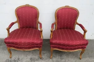 French Large Side Living Bed Room Den Fireplace Chairs a Pair 5861 - Picture 1 of 17