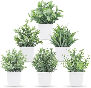6 Pack Fake Plants Small Artificial Plants Faux Plants Indoor for Home Bathroom - Picture 1 of 12