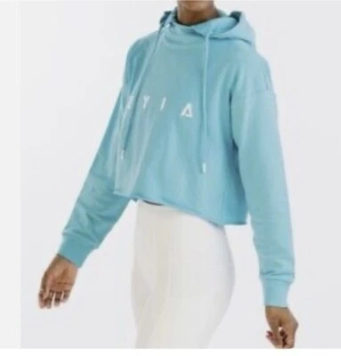 Sudadera corta con capucha Zyia Active para mujer L azul brillante Foto 1 de 3