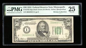 DBR 1934 $50 DGS FRN Minneapolis Fr. 2102-Idgs PMG 25 Serial I00489851A - Picture 1 of 2