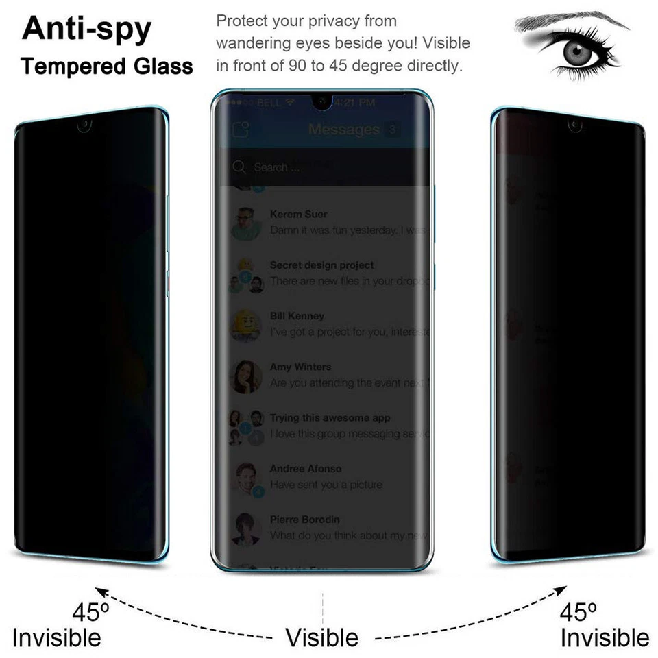For Huawei Mate 60 50 40 P60 P50 P40 Pro Tempered Glass Privacy Screen Protector - Image 1 of 4