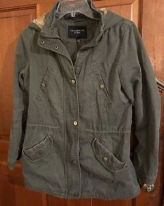 Celebrity Pink Faux-Fur Lined Hooded Jacket Coat Grey Size Small - Picture 1 of 9