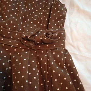 Vintage Mini Boden 7-8Y Brown Polkadot Sleeveless Dress. Lined Back Zip - Picture 1 of 5