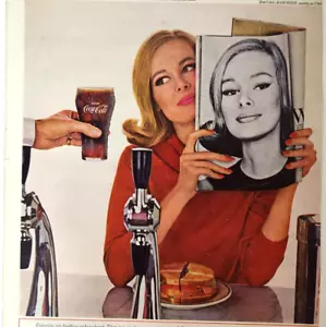 Soda Fountain Model Coca Cola Vtg 1964 Ad Drink Coke Pop Glass Bottle Cartons - Picture 1 of 8