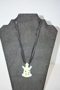 Necklace Art Glass Frog Choker 5 Strand Ribbon Cord Multi Chain - Picture 1 of 9