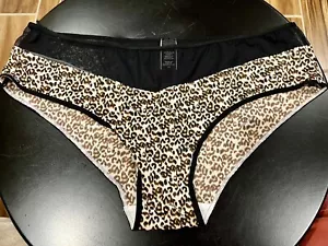 Victoria’s Secret Hiphugger L Leopard Black Mesh Trim - Picture 1 of 1