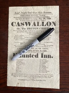 Georgian Playbill Flyer Theatre Royal York Caswallon Haunted Inn 1829 - Picture 1 of 1