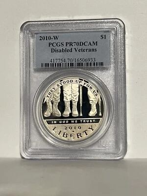2010-W Disabled Veterans PCGS PR70DCAM Commemorative Silver Dollar US Mint Pr70 - Image 1 of 2